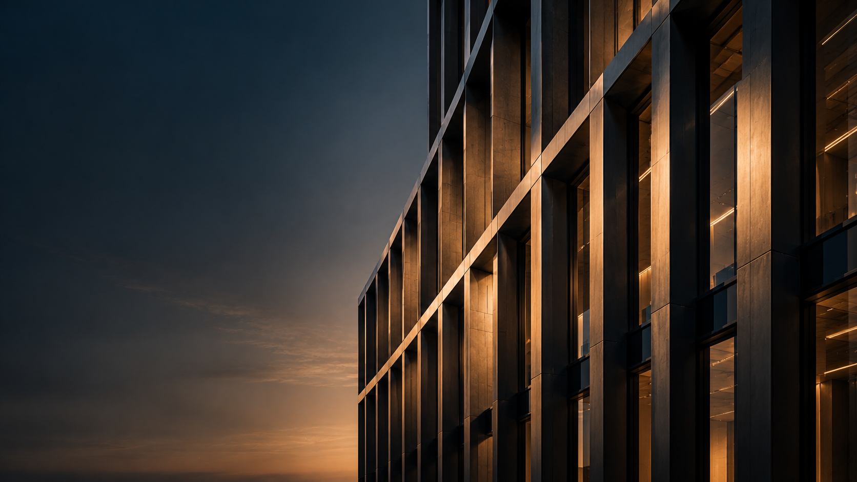 Arquitetura de alto padrão com iluminação dourada simbolizando a solidez da rentabilidade